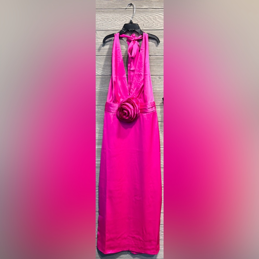 Satin Halter Neck Midi Dress